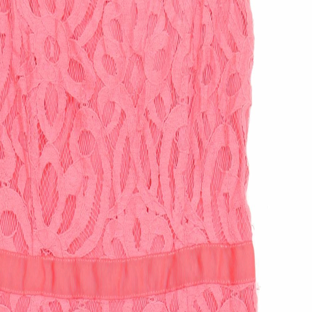 Principles Womens Pink Geometric Polyester Shift Size 6 Boat Neck Zip