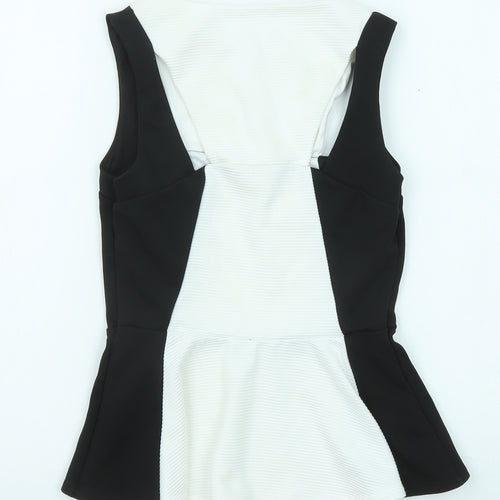 River Island Womens Black Colourblock Polyester Basic Blouse Size 10 Boat Neck - Peplum