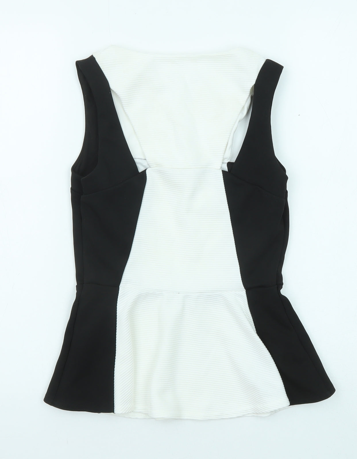 River Island Womens Black Colourblock Polyester Basic Blouse Size 10 Boat Neck - Peplum
