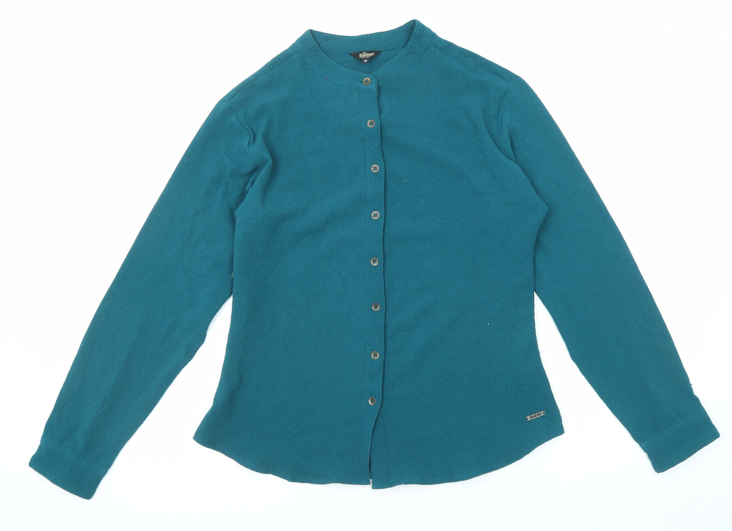 The Roadster Womens Blue Polyester Basic Button-Up Size M Crew Neck