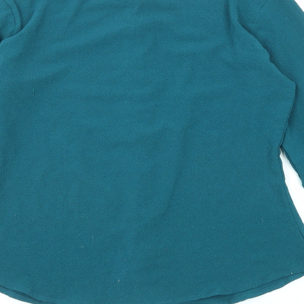 The Roadster Womens Blue Polyester Basic Button-Up Size M Crew Neck