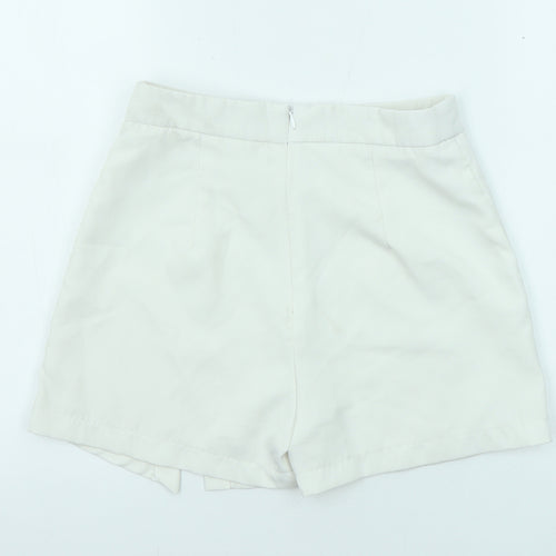 Boohoo Womens White Polyester Basic Shorts Size 8 Regular Zip - Skort