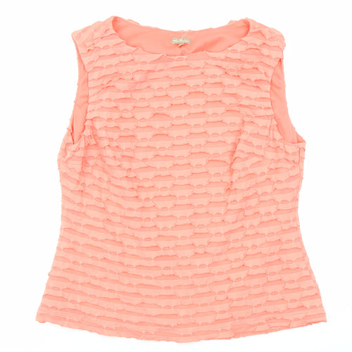 M&Co Womens Pink Polyester Basic Blouse Size 16 Boat Neck