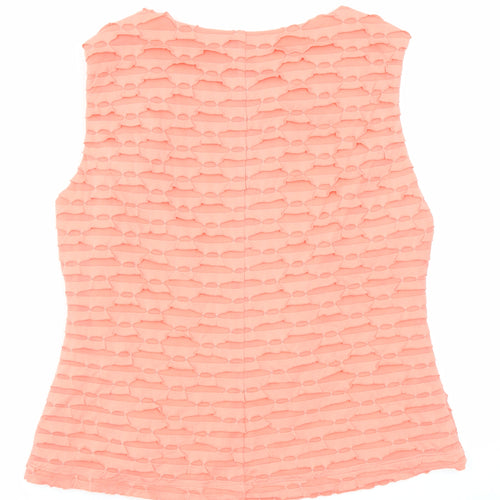M&Co Womens Pink Polyester Basic Blouse Size 16 Boat Neck