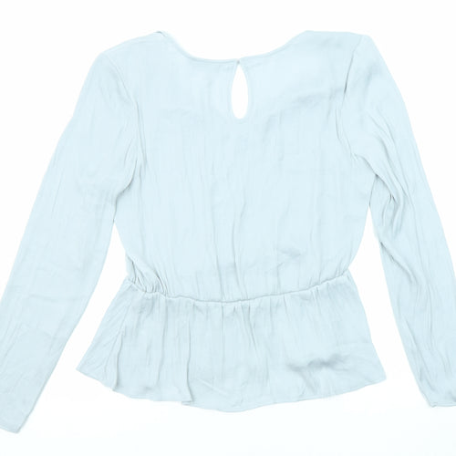 Marks and Spencer Womens Grey Polyester Basic Blouse Size 10 V-Neck - Peplum