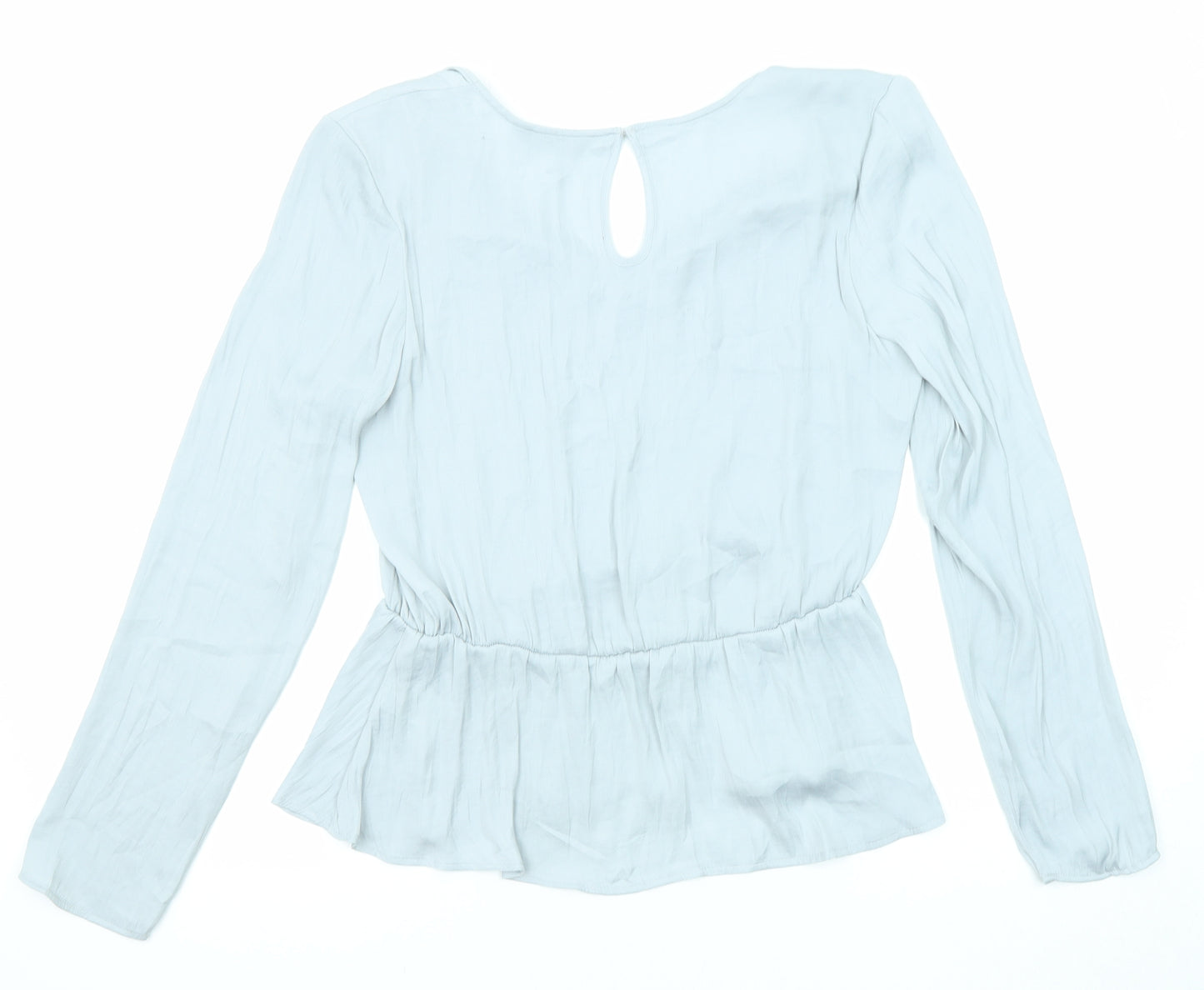 Marks and Spencer Womens Grey Polyester Basic Blouse Size 10 V-Neck - Peplum