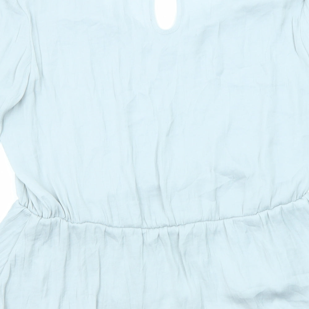 Marks and Spencer Womens Grey Polyester Basic Blouse Size 10 V-Neck - Peplum