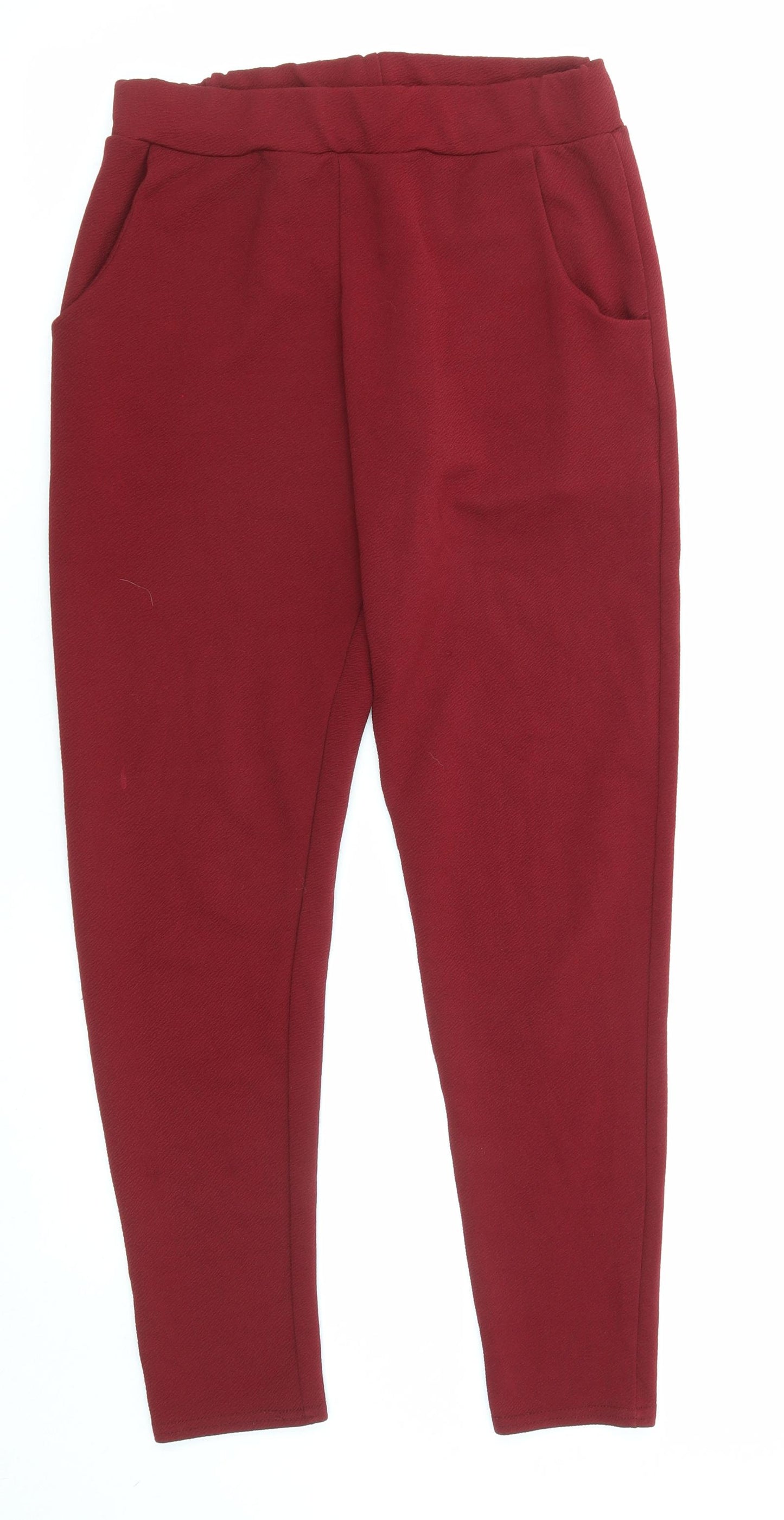 Quiz Womens Red Polyester Trousers Size 12 L26 in Regular