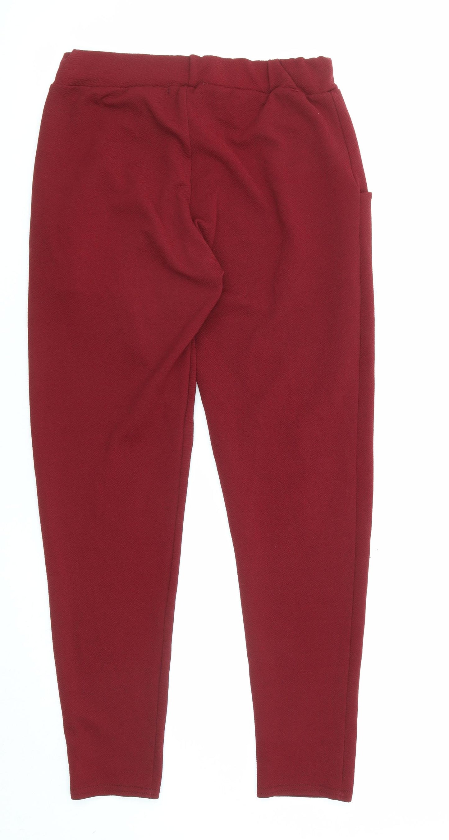 Quiz Womens Red Polyester Trousers Size 12 L26 in Regular