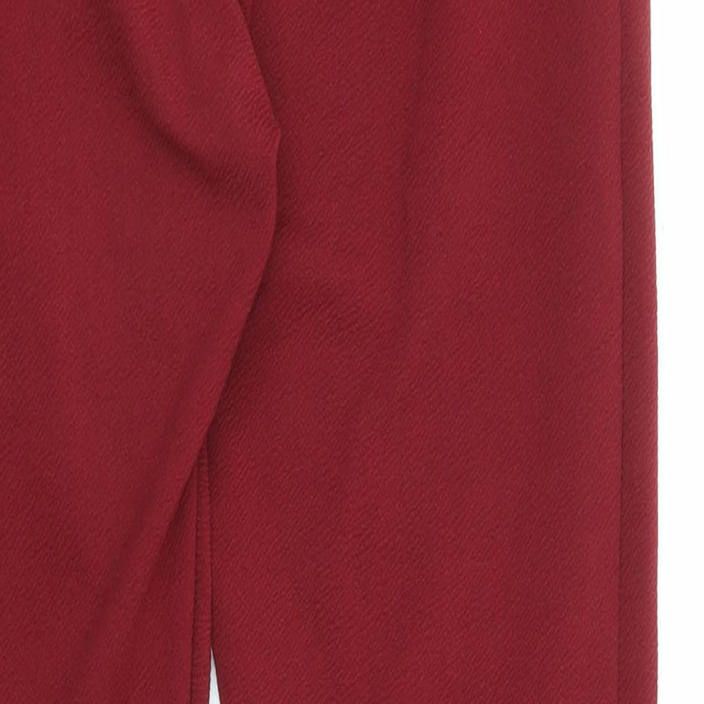Quiz Womens Red Polyester Trousers Size 12 L26 in Regular