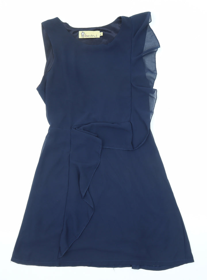 Lovestruck Womens Blue Polyester A-Line Size M Boat Neck Pullover