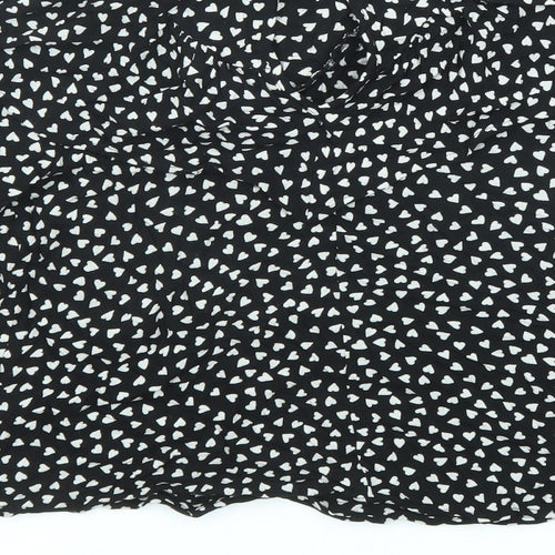 NEXT Girls Black Geometric Viscose Basic Button-Up Size 13 Years V-Neck Button - Heart Pattern