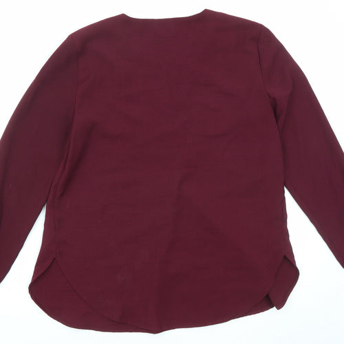 Marks and Spencer Womens Purple Polyester Basic Blouse Size 6 V-Neck