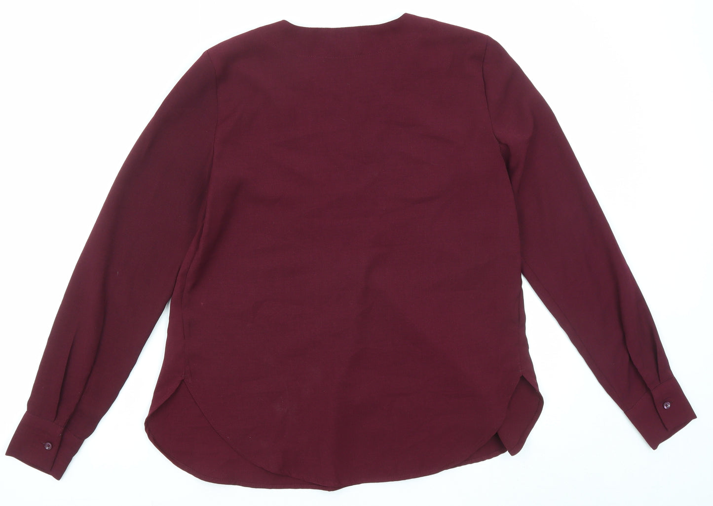 Marks and Spencer Womens Purple Polyester Basic Blouse Size 6 V-Neck