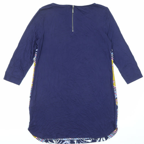Marks and Spencer Womens Multicoloured Geometric Polyester Shirt Dress Size 10 Boat Neck Zip