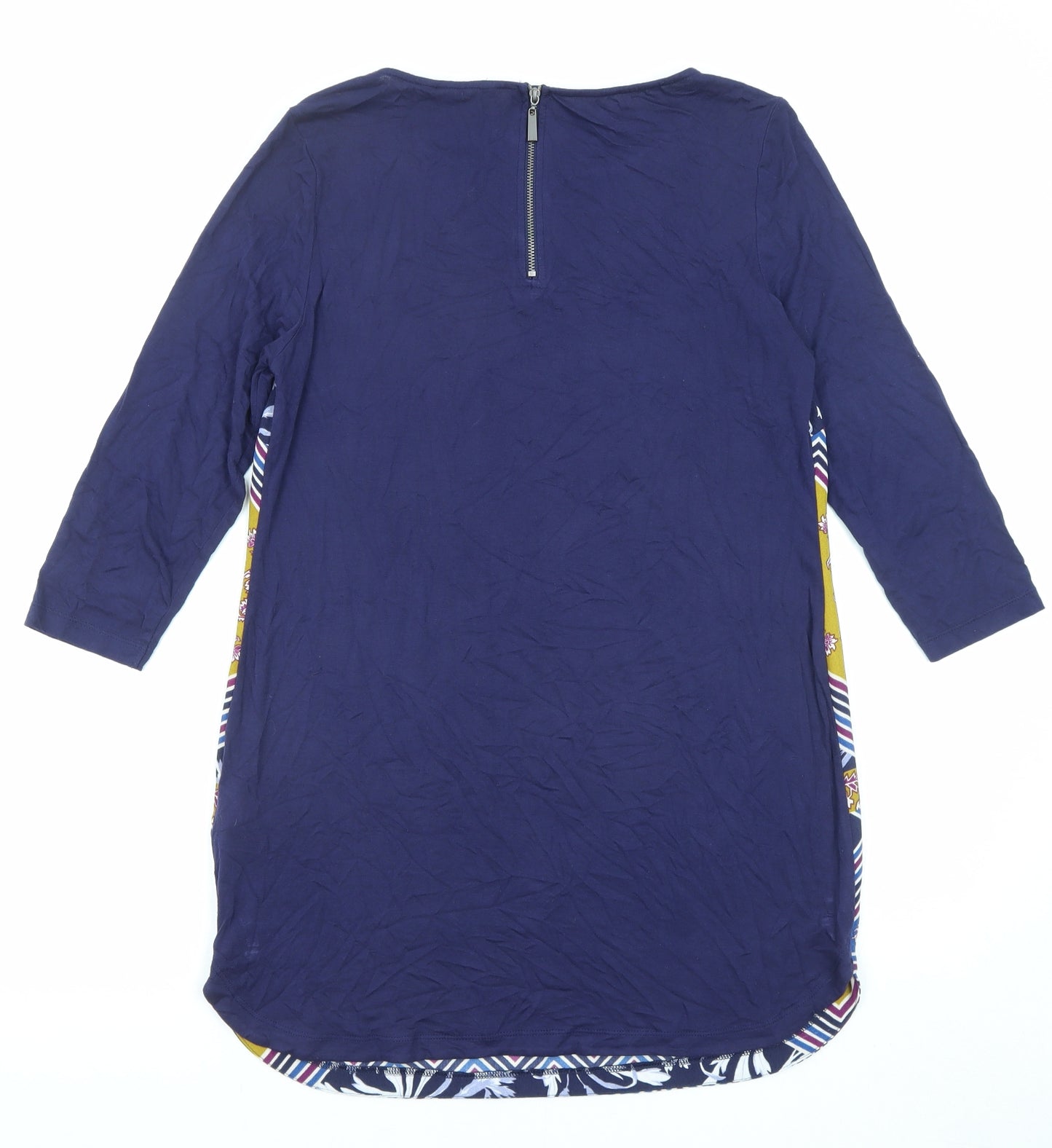 Marks and Spencer Womens Multicoloured Geometric Polyester Shirt Dress Size 10 Boat Neck Zip