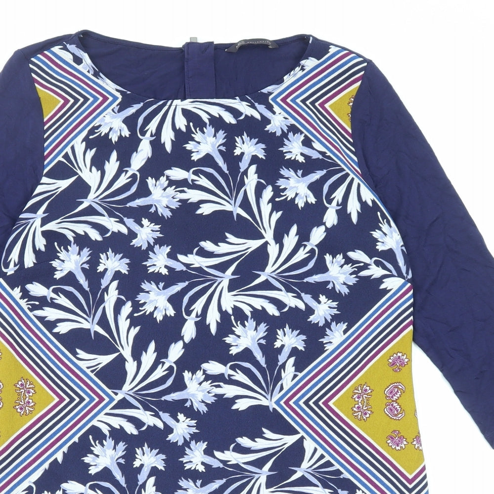 Marks and Spencer Womens Multicoloured Geometric Polyester Shirt Dress Size 10 Boat Neck Zip