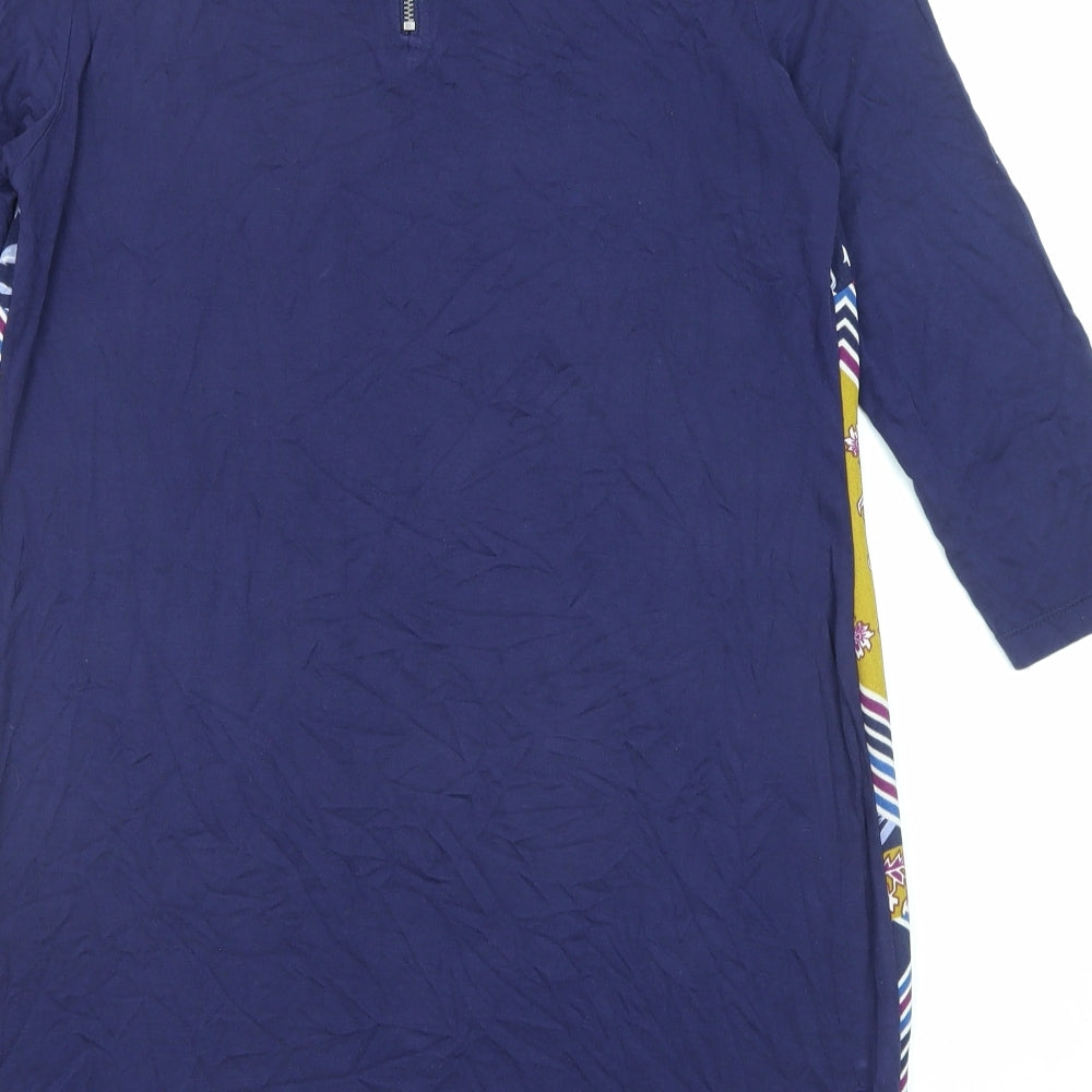 Marks and Spencer Womens Multicoloured Geometric Polyester Shirt Dress Size 10 Boat Neck Zip