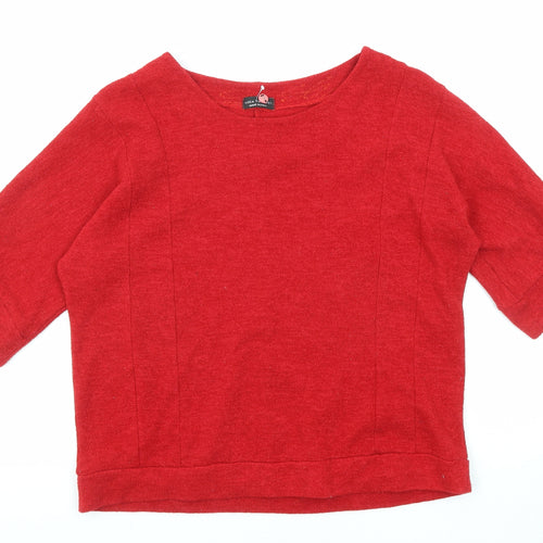 Luca Vanucci Womens Red Cotton Basic T-Shirt Size 8 Round Neck