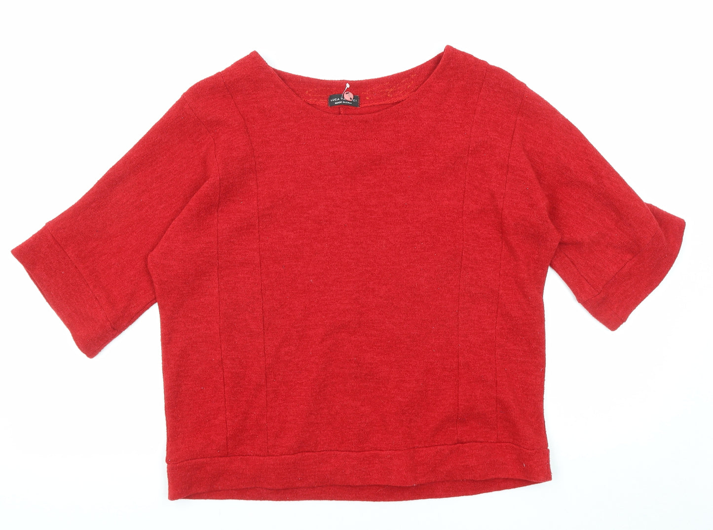 Luca Vanucci Womens Red Cotton Basic T-Shirt Size 8 Round Neck