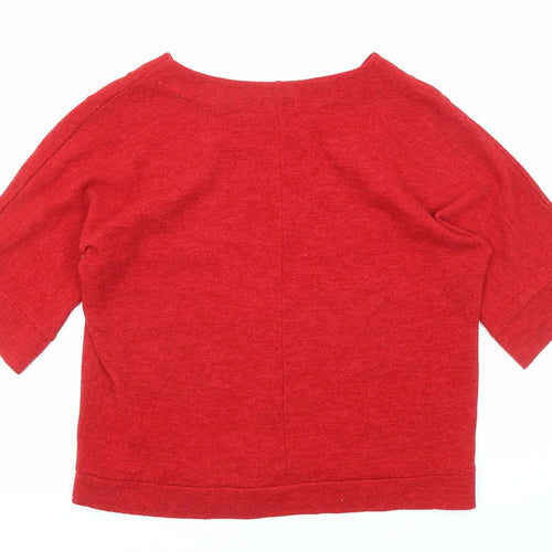 Luca Vanucci Womens Red Cotton Basic T-Shirt Size 8 Round Neck