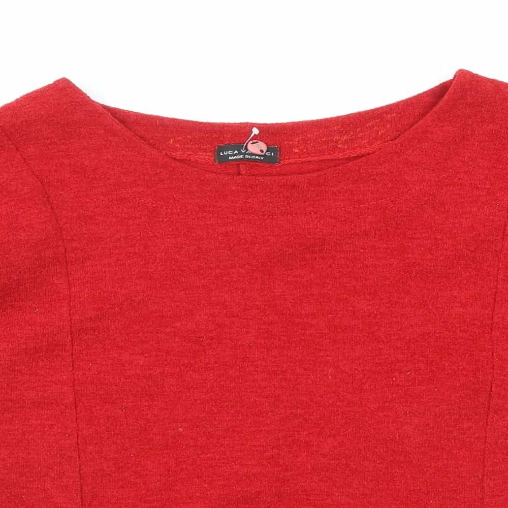 Luca Vanucci Womens Red Cotton Basic T-Shirt Size 8 Round Neck