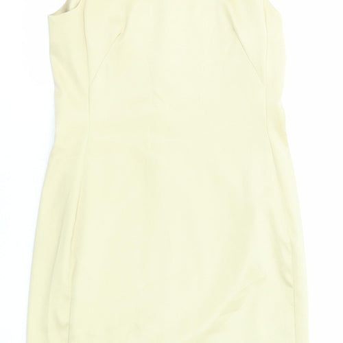 Wallis Womens Beige Polyester Shift Size 10 Boat Neck Zip