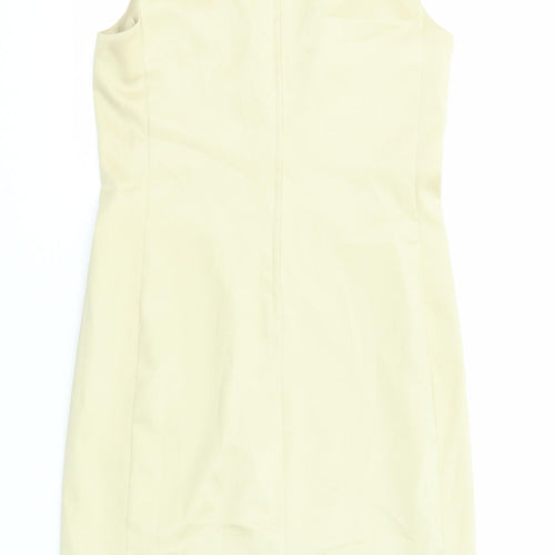 Wallis Womens Beige Polyester Shift Size 10 Boat Neck Zip