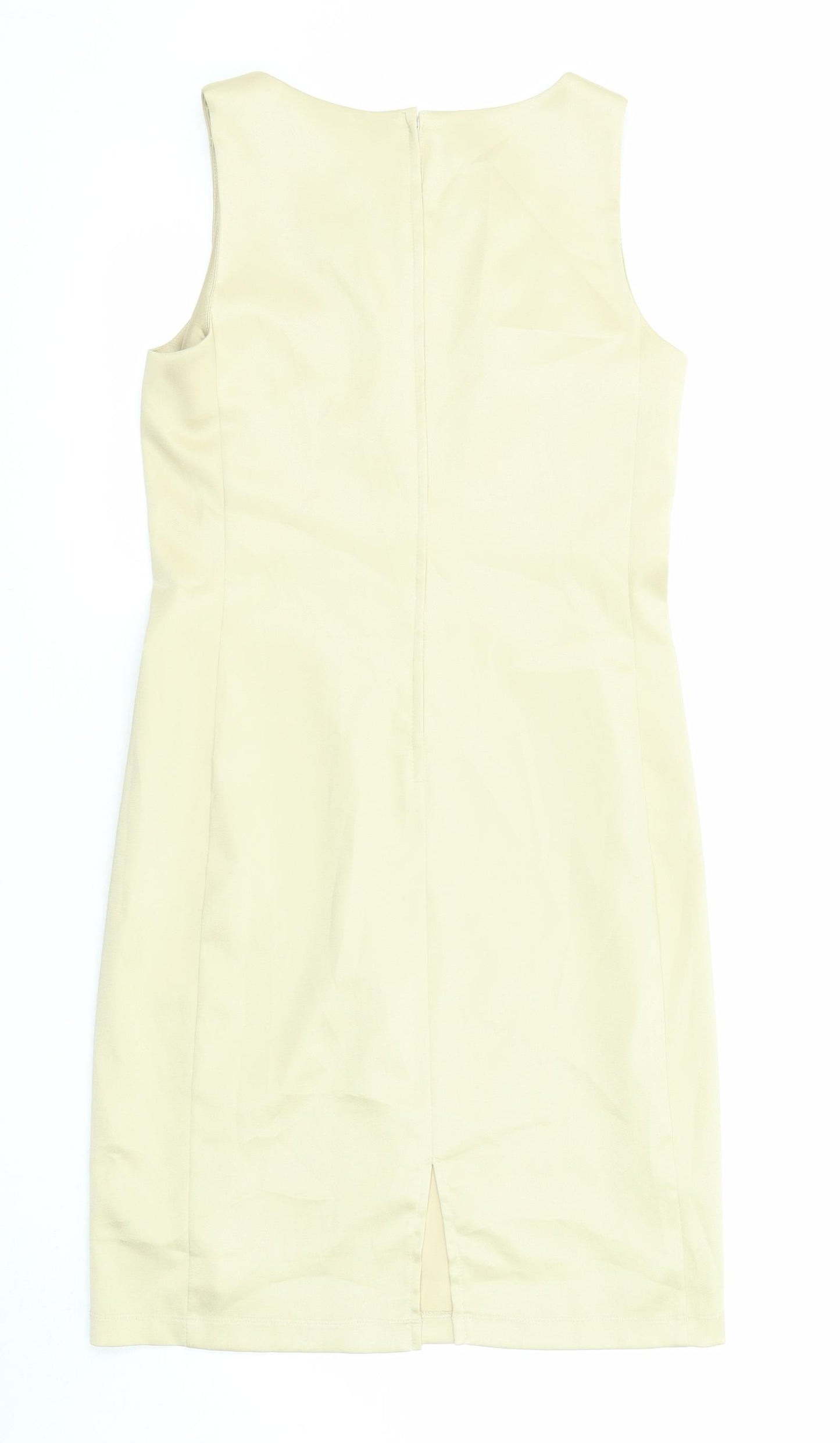 Wallis Womens Beige Polyester Shift Size 10 Boat Neck Zip