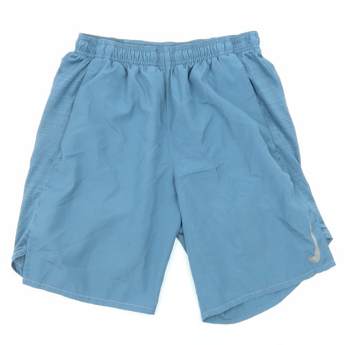Nike Mens Blue Polyester Sweat Shorts Size S L7 in Regular Drawstring