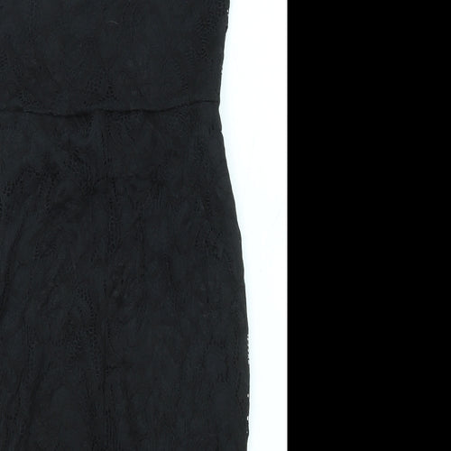 New Look Womens Black Polyester Pencil Dress Size 12 Square Neck Pullover