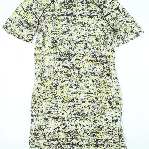 John Lewis Womens Multicoloured Geometric Viscose A-Line Size 10 Round Neck Zip