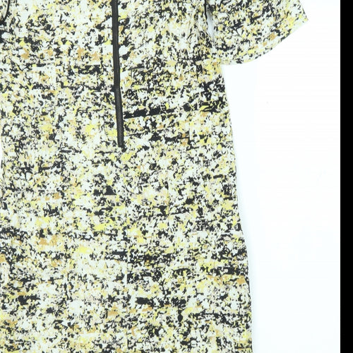 John Lewis Womens Multicoloured Geometric Viscose A-Line Size 10 Round Neck Zip