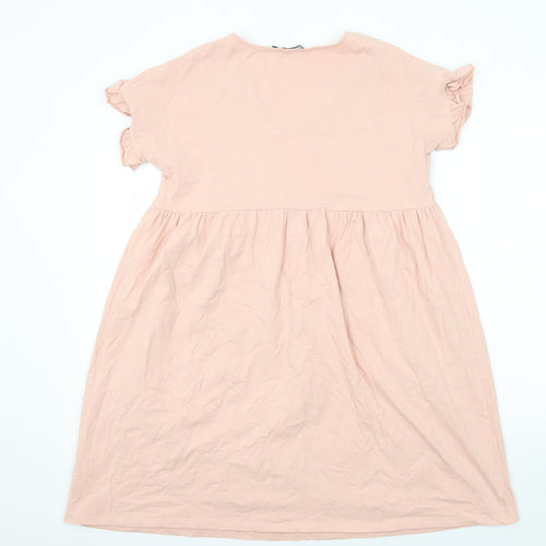 Boohoo Womens Pink Cotton A-Line Size 8 V-Neck Pullover