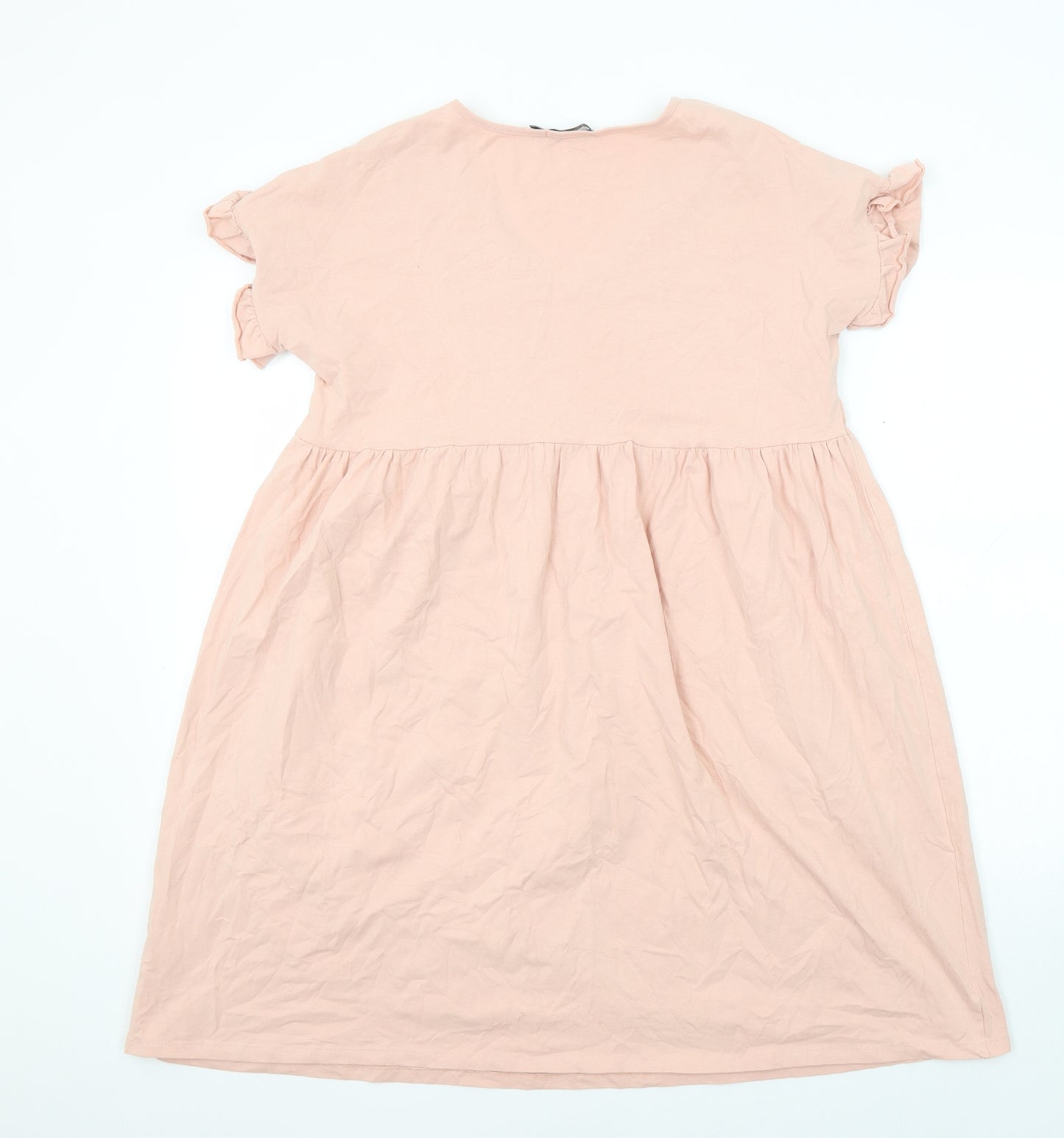 Boohoo Womens Pink Cotton A-Line Size 8 V-Neck Pullover