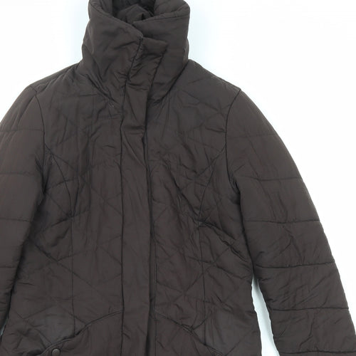 Principles Womens Brown Quilted Coat Size 10 Zip
