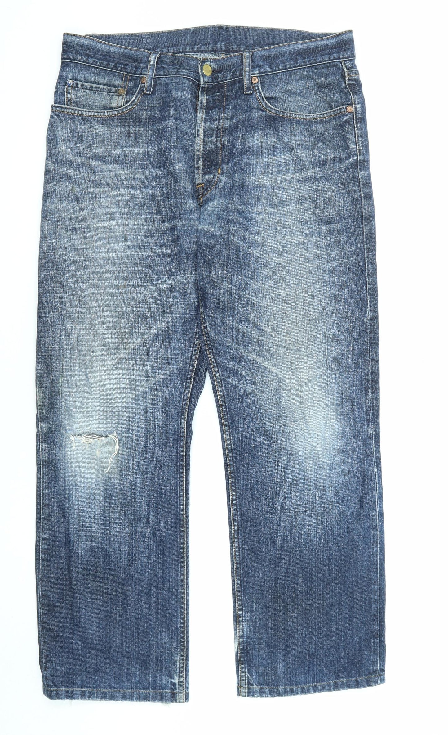 Gap Mens Blue Cotton Bootcut Jeans Size 34 in L32 in Regular Zip