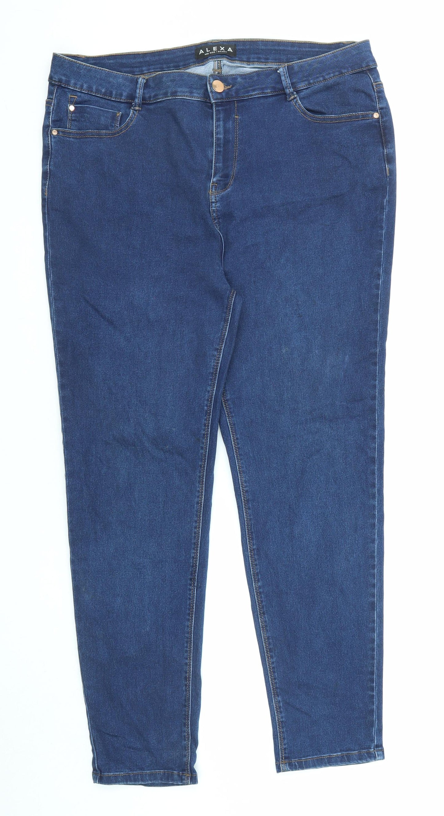 Peacocks Womens Blue Cotton Skinny Jeans Size 18 L27 in Regular Zip
