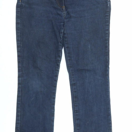 Dickins & Jones Womens Blue Cotton Straight Jeans Size 16 L27 in Regular Zip