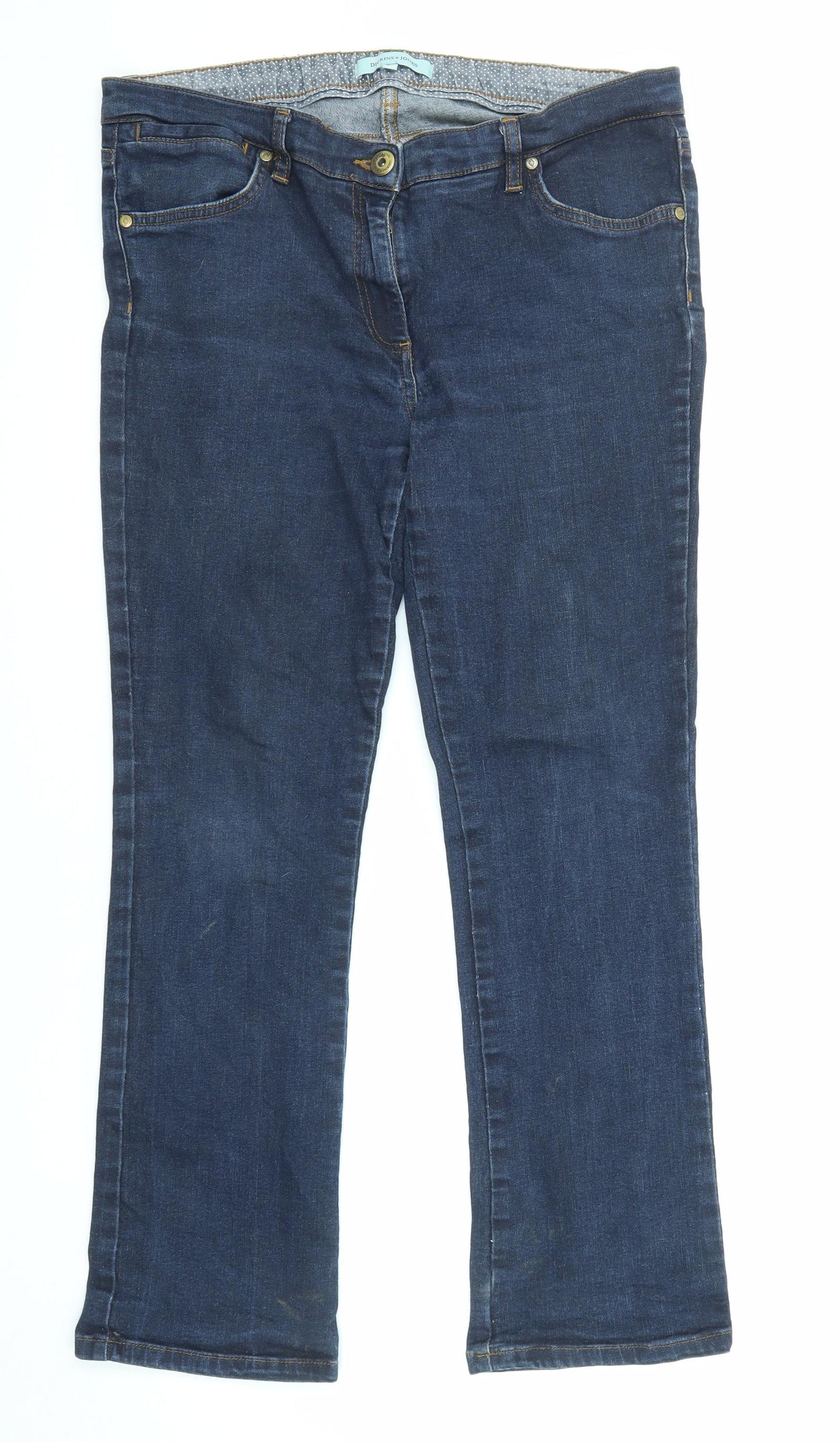 Dickins & Jones Womens Blue Cotton Straight Jeans Size 16 L27 in Regular Zip