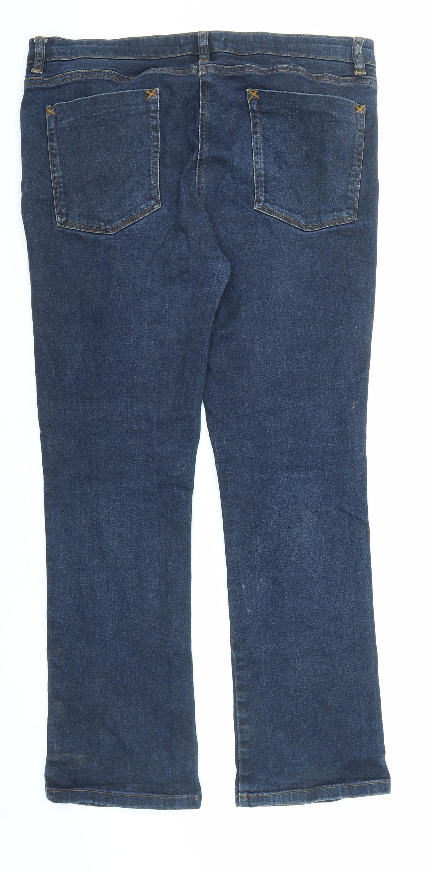 Dickins & Jones Womens Blue Cotton Straight Jeans Size 16 L27 in Regular Zip