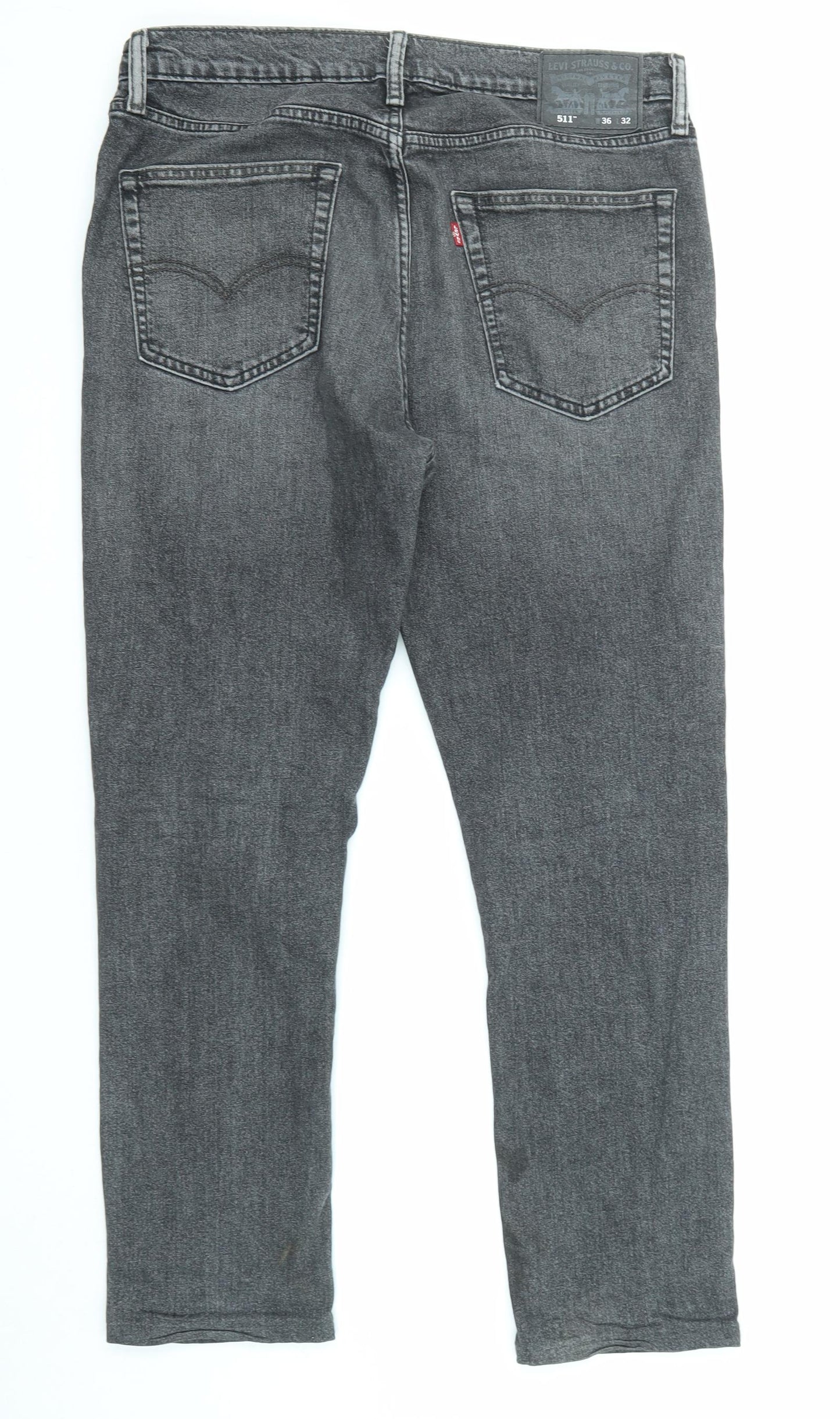 Levi's Mens Grey Cotton Tapered Jeans Size 36 in L32 in Regular Zip