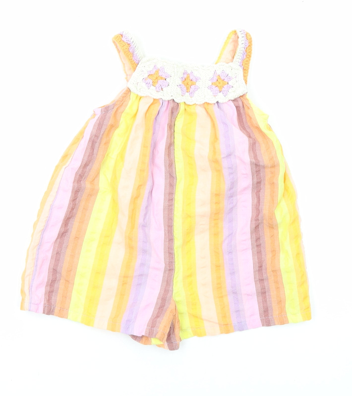 NEXT Girls Multicoloured Striped Cotton Unitard One-Piece Size 9-12 Months Button