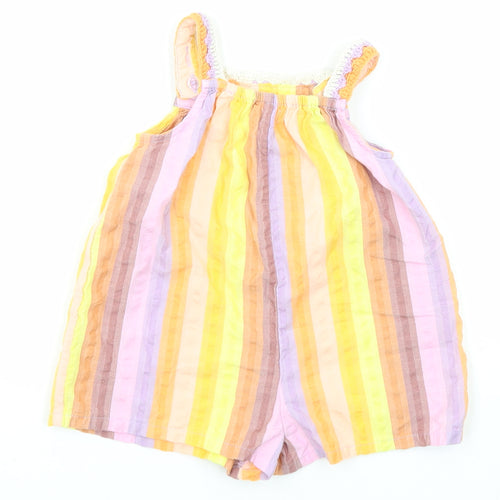NEXT Girls Multicoloured Striped Cotton Unitard One-Piece Size 9-12 Months Button