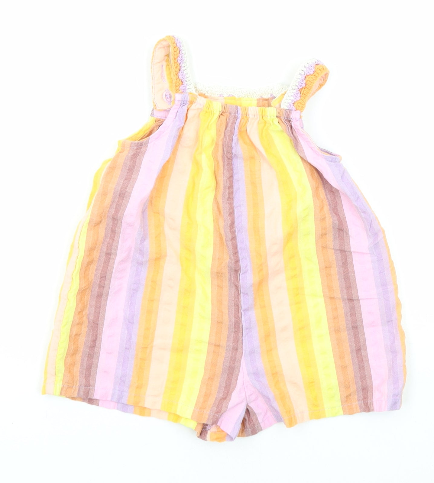 NEXT Girls Multicoloured Striped Cotton Unitard One-Piece Size 9-12 Months Button