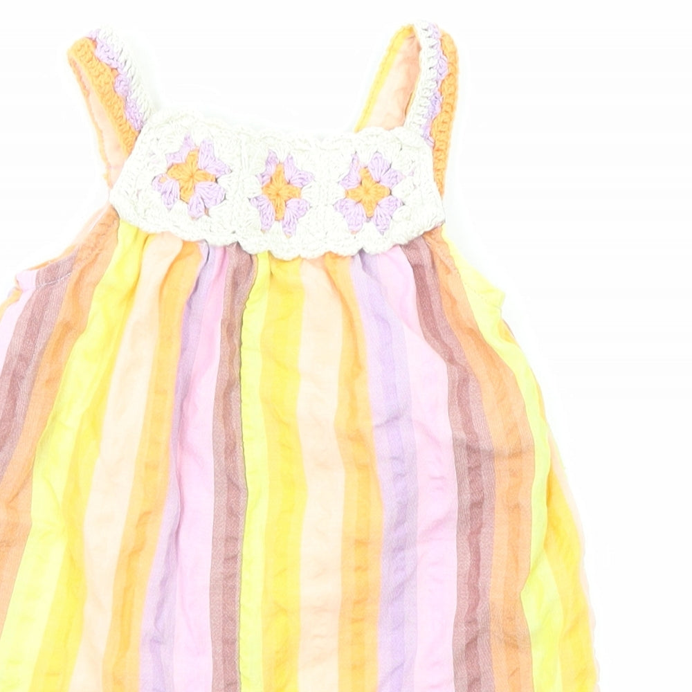NEXT Girls Multicoloured Striped Cotton Unitard One-Piece Size 9-12 Months Button