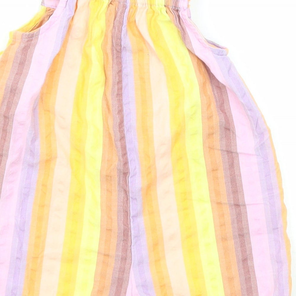 NEXT Girls Multicoloured Striped Cotton Unitard One-Piece Size 9-12 Months Button