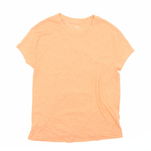 GOODMOVE Womens Orange Polyester Basic T-Shirt Size 6 Round Neck