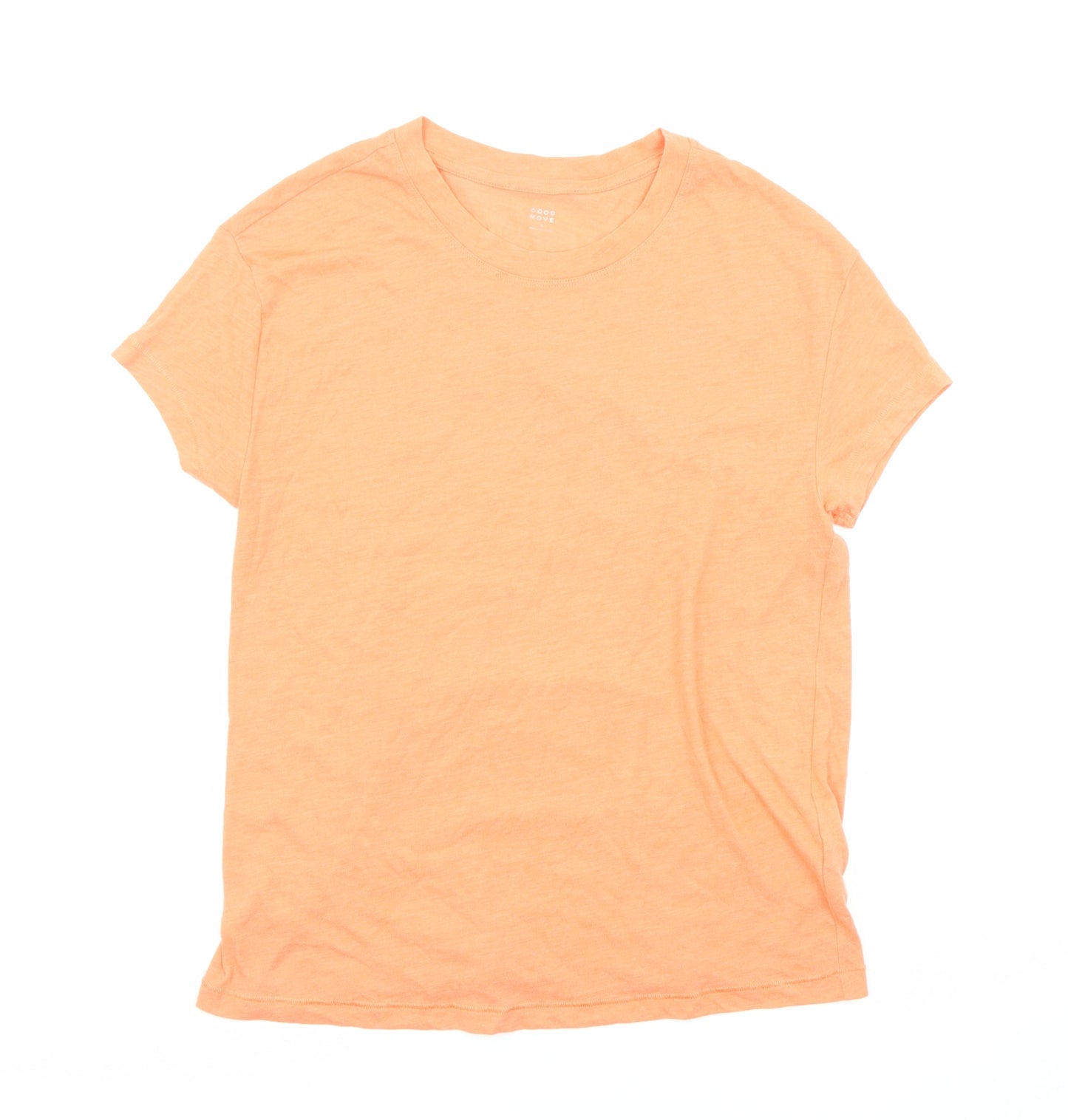 GOODMOVE Womens Orange Polyester Basic T-Shirt Size 6 Round Neck