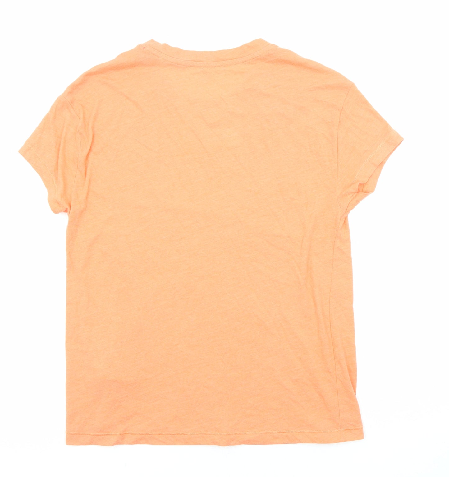 GOODMOVE Womens Orange Polyester Basic T-Shirt Size 6 Round Neck